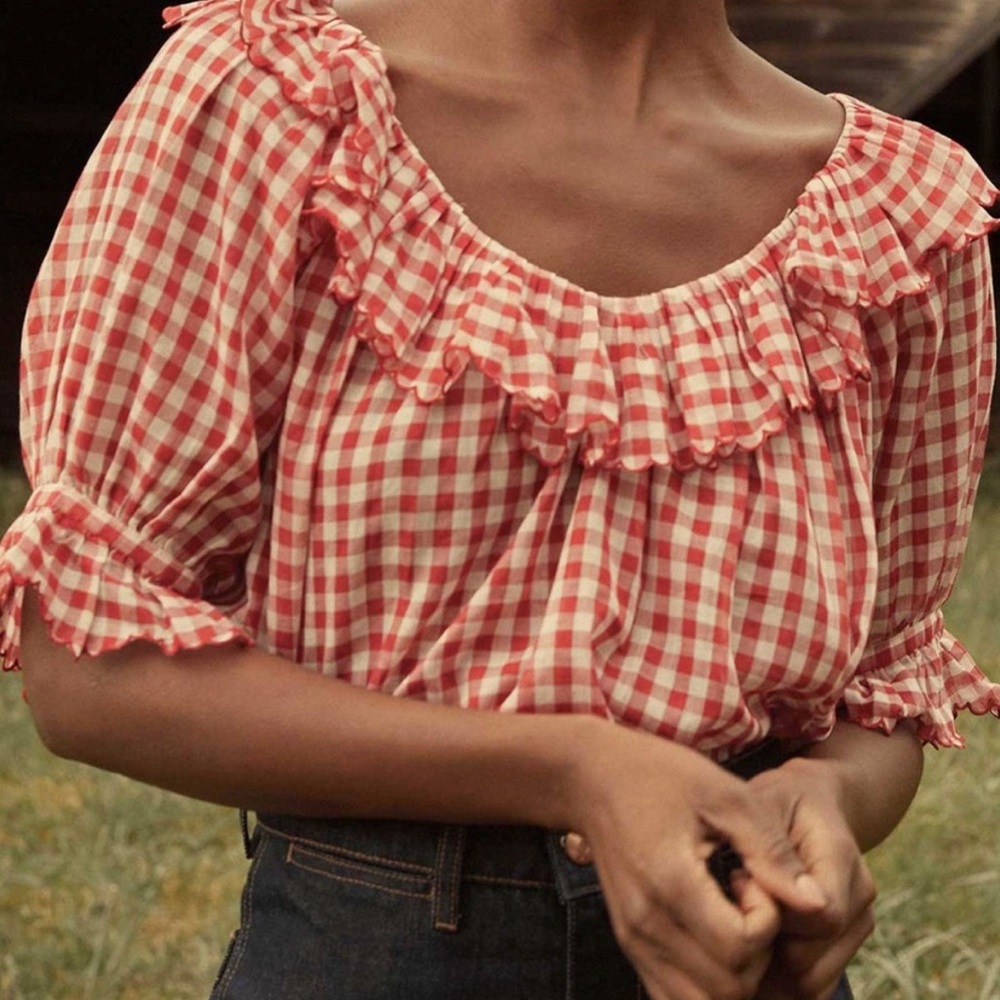 doen samara top in cherry gingham size s